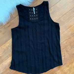 Nine 1 Eight~ Black Sleeveless Lace Tank Top-Small